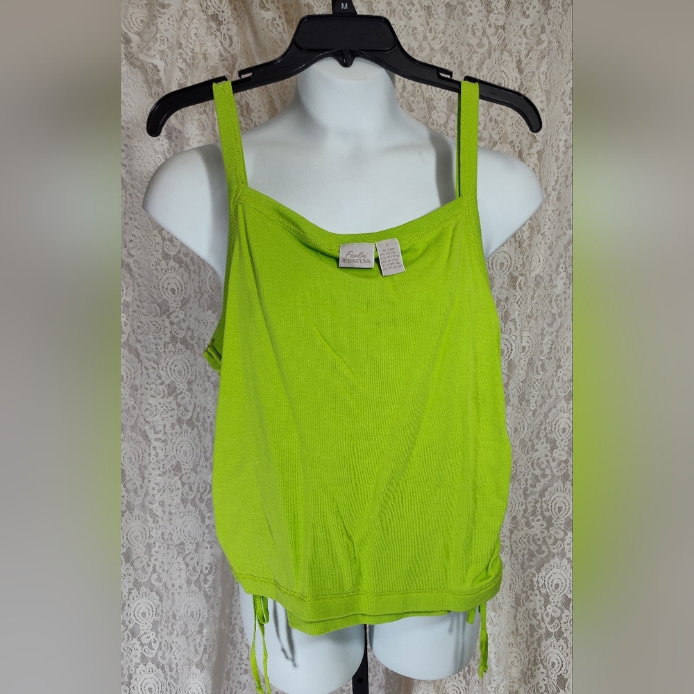 Fiorlini Green Ruched SidesTie Front Tank Top NWOT